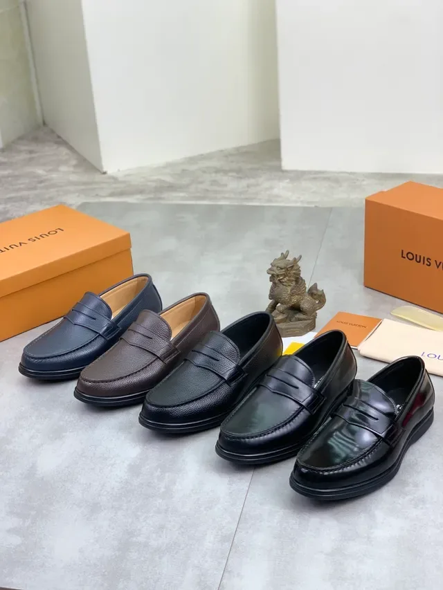 Louis Vuitton Navy Pebbled Leather Penny Loafer 2