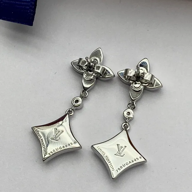 Louis Vuitton Pavé Flower and Star Drop Earrings 3