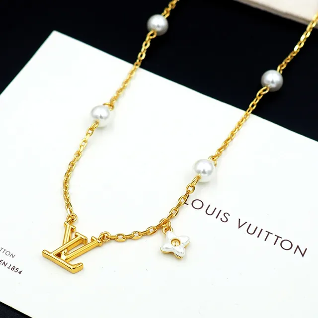 Louis Vuitton Pearl and Monogram Chain Necklace 2