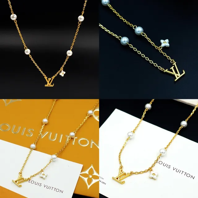 Louis Vuitton Pearl and Monogram Chain Necklace 4