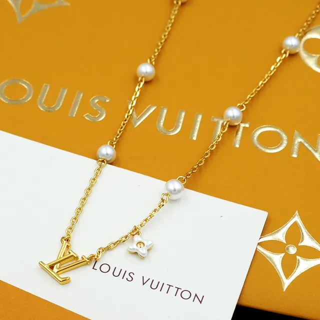 Louis Vuitton Pearl and Monogram Chain Necklace 5