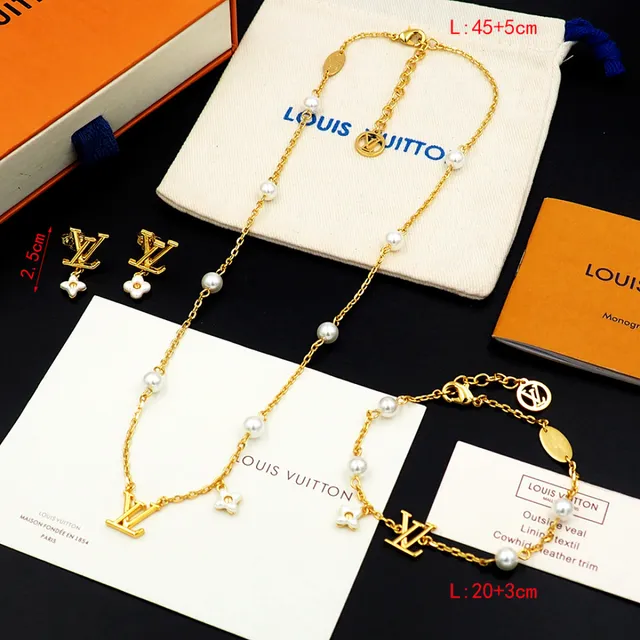 Louis Vuitton Pearl and Monogram Chain Necklace 9