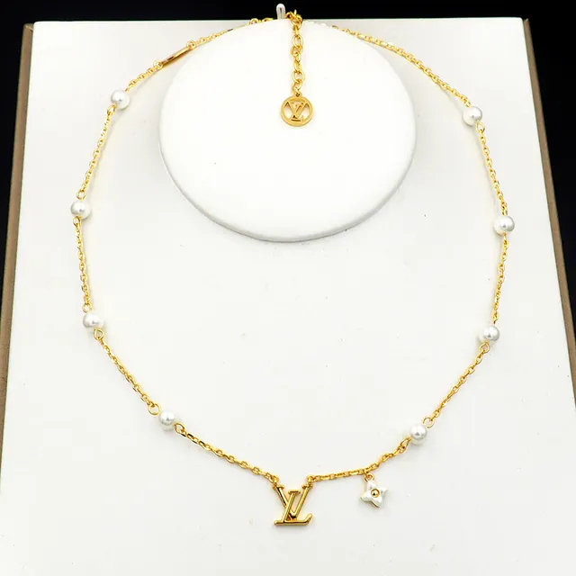 Louis Vuitton Pearl and Monogram Chain Necklace 11