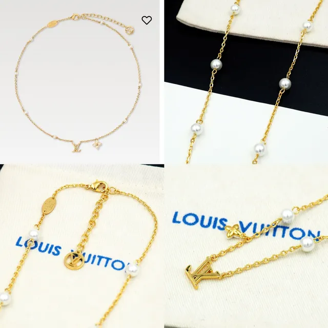 Louis Vuitton Pearl and Monogram Chain Necklace 12