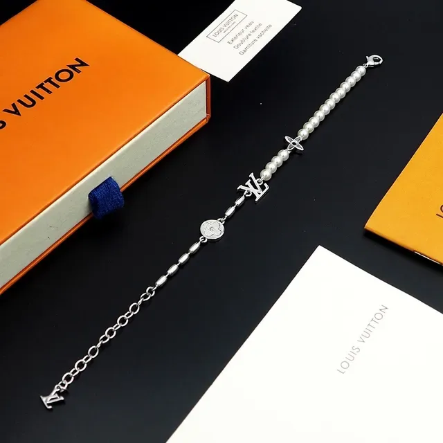 Louis Vuitton Pearl and Monogram Charm Bracelet 6