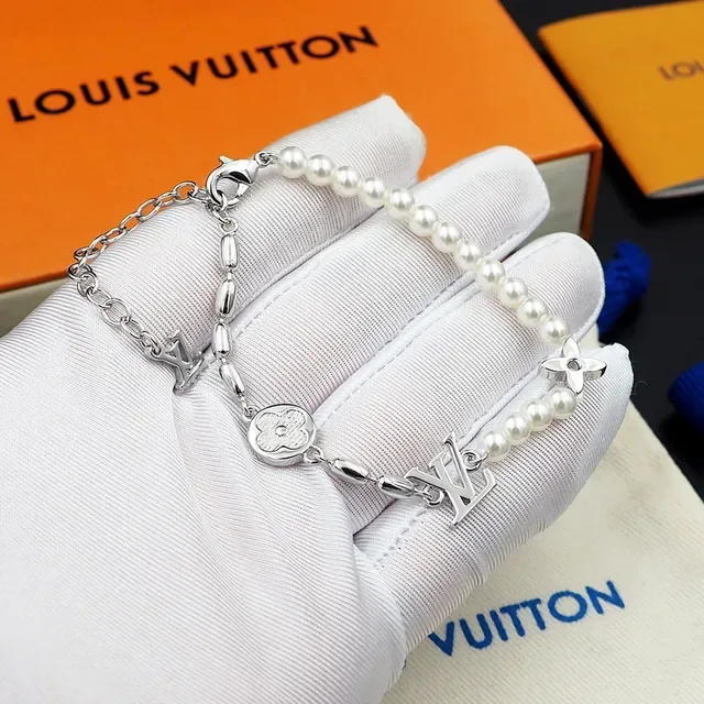 Louis Vuitton Pearl and Monogram Charm Bracelet 8
