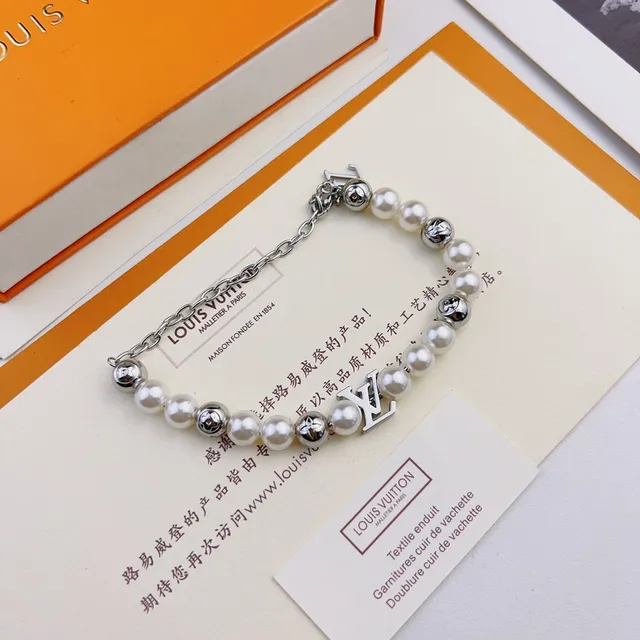 Louis Vuitton Pearl and Monogram Charm Bracelet 4