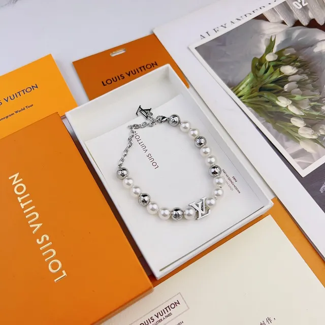 Louis Vuitton Pearl and Monogram Charm Bracelet 6