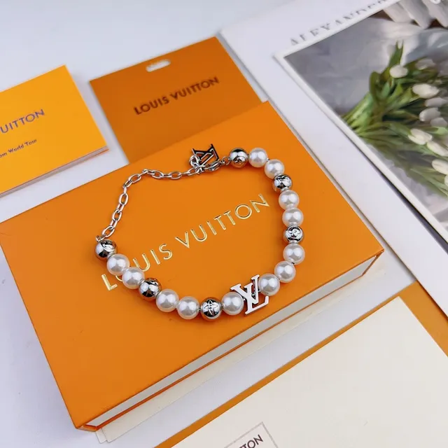 Louis Vuitton Pearl and Monogram Charm Bracelet 7