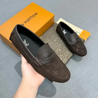 路易威登 Penny Loafer 棕色 黑色 印花 麂皮 鞋带 乐福鞋