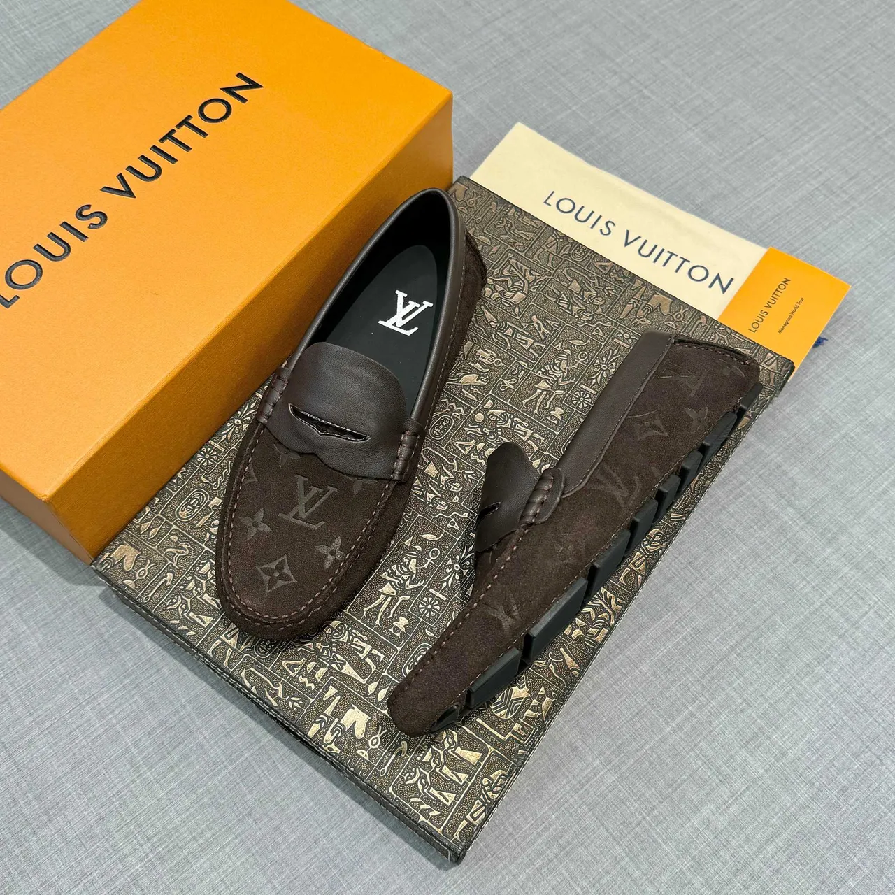 路易威登 Penny Loafer 棕色 黑色 印花 麂皮 鞋带 乐福鞋 2