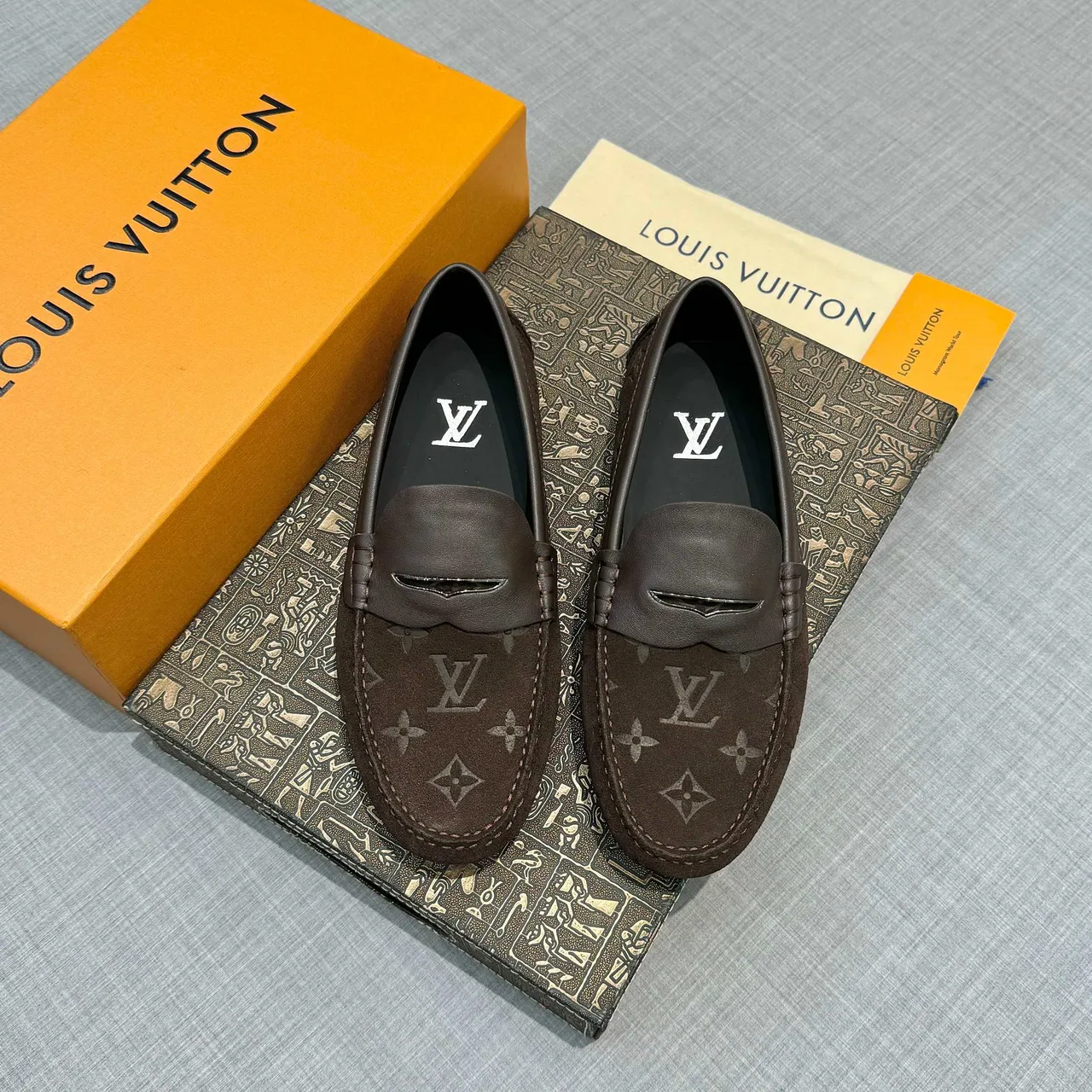 路易威登 Penny Loafer 棕色 黑色 印花 麂皮 鞋带 乐福鞋 6