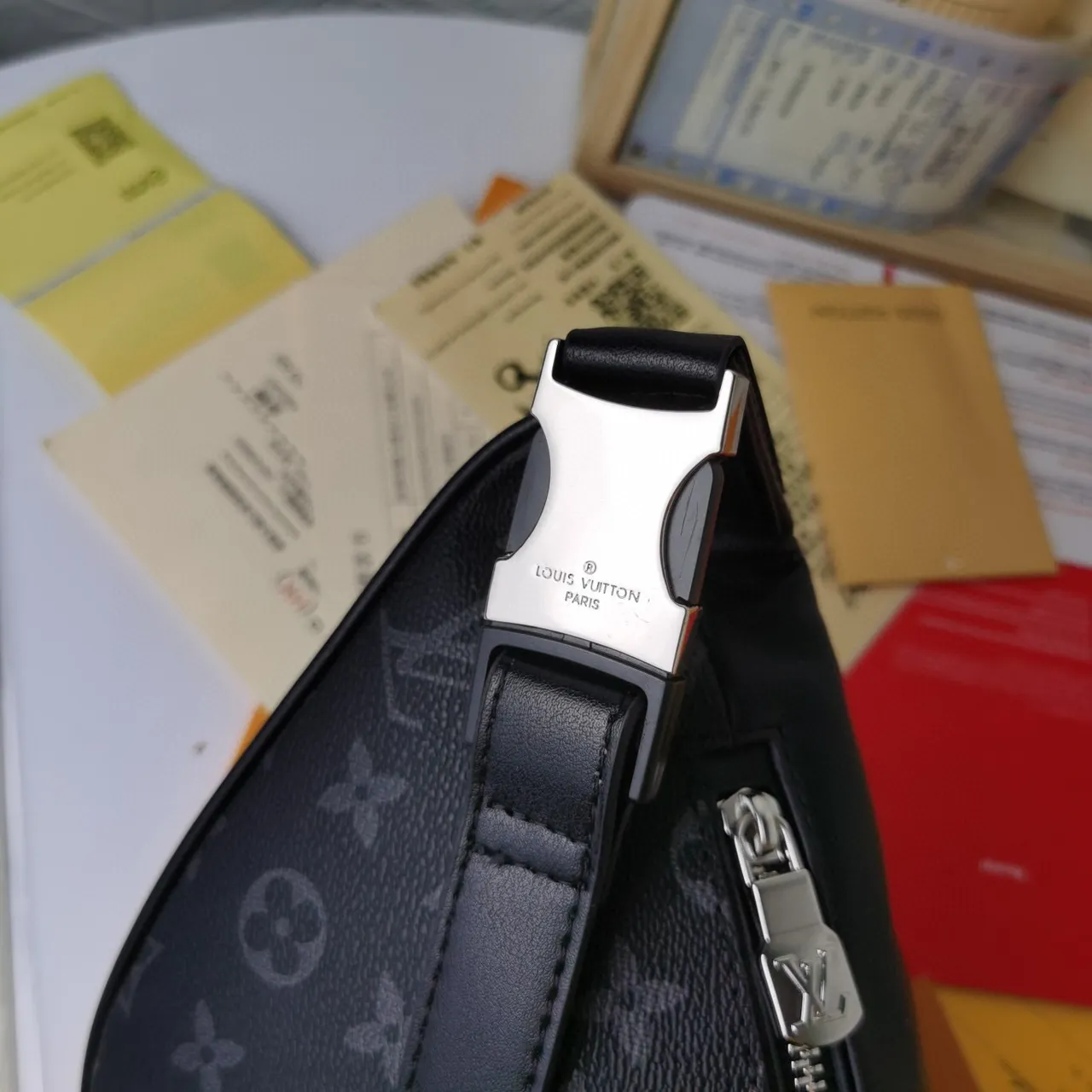 Louis Vuitton Pochette Metis Black Gray Monogram-Coated Canvas Tonal Print Fashion Belt Bag 4