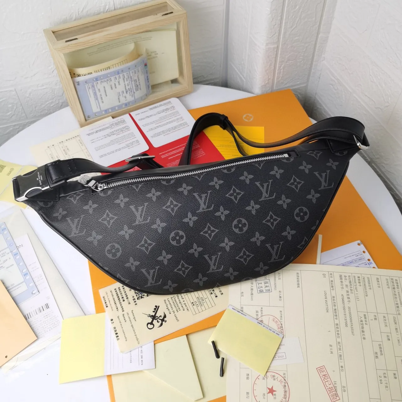 Louis Vuitton Pochette Metis Black Gray Monogram-Coated Canvas Tonal Print Fashion Belt Bag 8