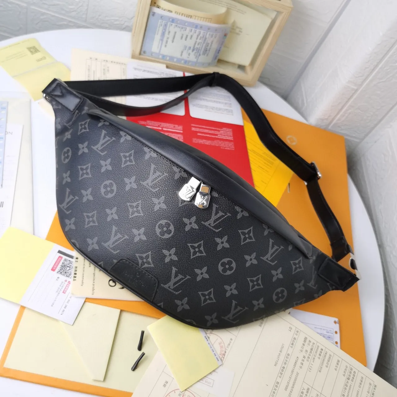 Louis Vuitton Pochette Metis Black Gray Monogram-Coated Canvas Tonal Print Fashion Belt Bag 9