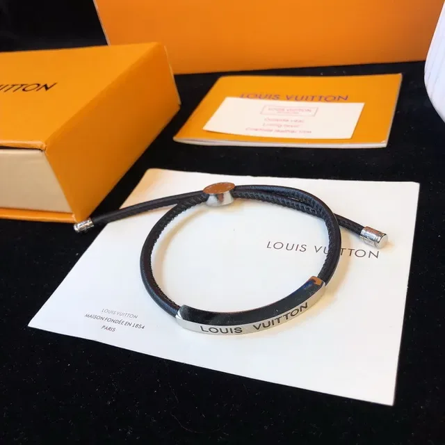 Louis Vuitton Red Cord Engraved Plaque Bracelet 2