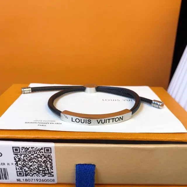 Louis Vuitton Red Cord Engraved Plaque Bracelet 8