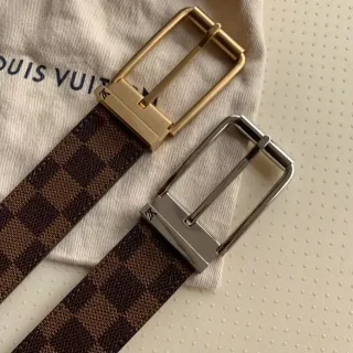 Louis Vuitton Reversible Belt Brown Gold Damier Ebène Canvas Leather Belt