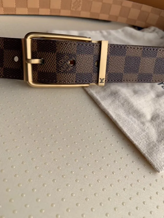 Louis Vuitton Ceinture réversible Marron Doré Damier Ebène Toile Cuir Ceinture 2