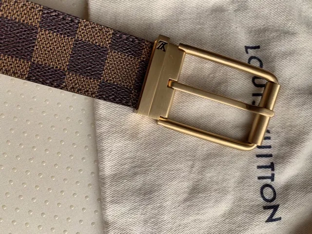 Louis Vuitton Ceinture réversible Marron Doré Damier Ebène Toile Cuir Ceinture 3