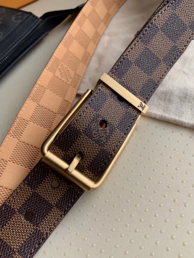 Louis Vuitton Ceinture réversible Marron Doré Damier Ebène Toile Cuir Ceinture 4