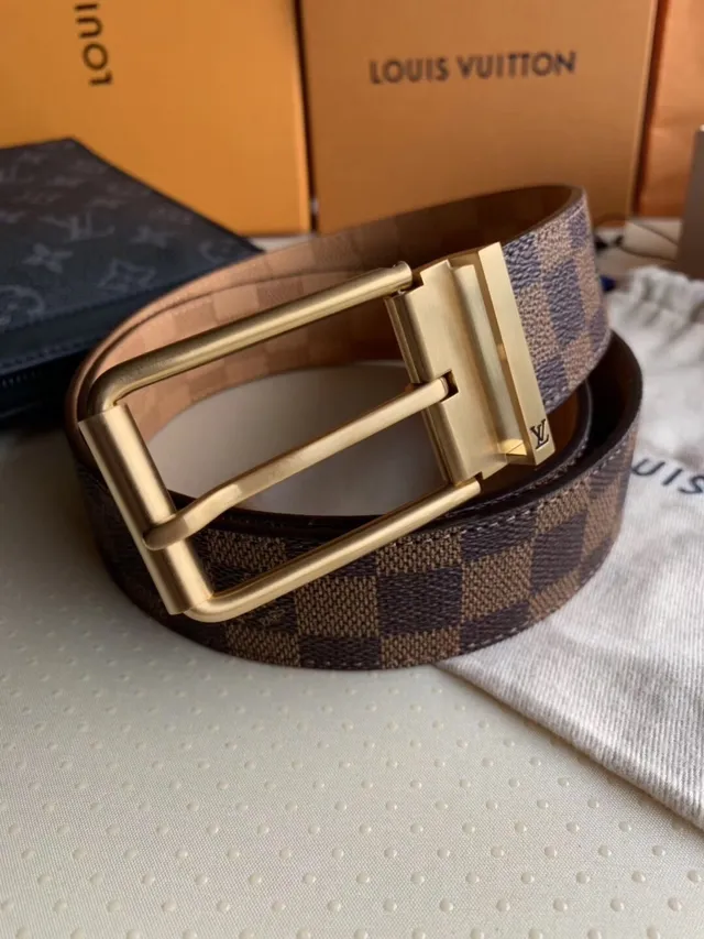 Louis Vuitton Ceinture réversible Marron Doré Damier Ebène Toile Cuir Ceinture 5