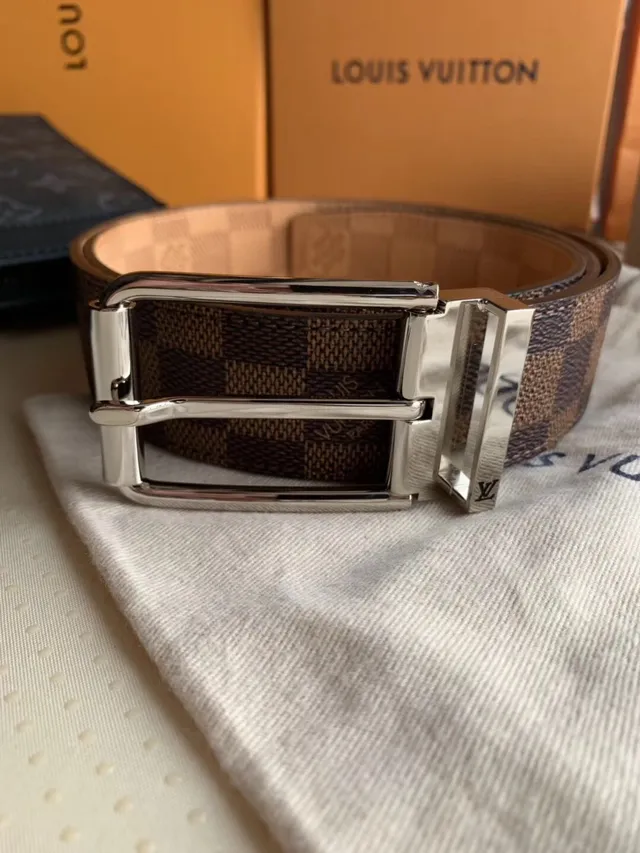 Louis Vuitton Ceinture réversible Marron Doré Damier Ebène Toile Cuir Ceinture 6