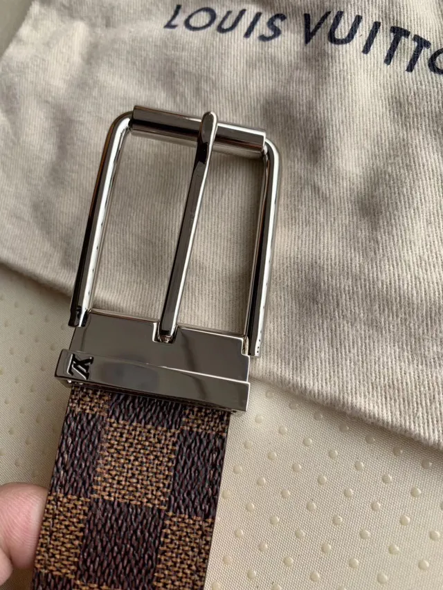 Louis Vuitton Ceinture réversible Marron Doré Damier Ebène Toile Cuir Ceinture 9