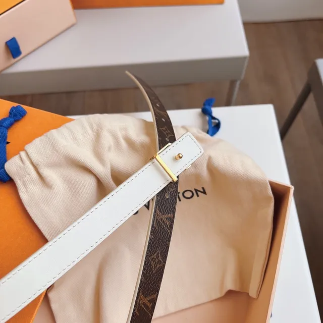 Louis Vuitton Reversible Belt Brown White Monogram Canvas Leather Belt 2
