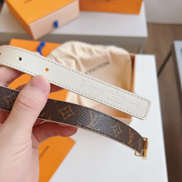 Louis Vuitton Reversible Belt Brown White Monogram Canvas Leather Belt 3