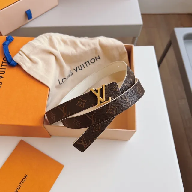 Louis Vuitton Reversible Belt Brown White Monogram Canvas Leather Belt 4