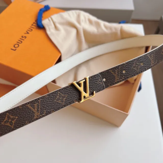 Louis Vuitton Reversible Belt Brown White Monogram Canvas Leather Belt 5