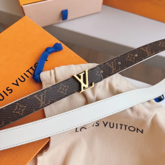Louis Vuitton Reversible Belt Brown White Monogram Canvas Leather Belt 7