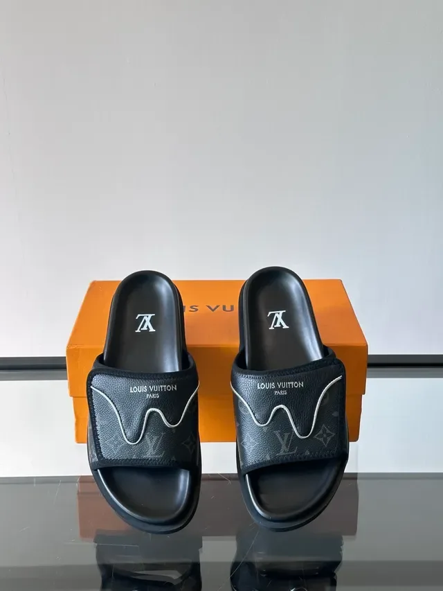 Louis Vuitton Run Away Black Monogram Canvas Slippers 3