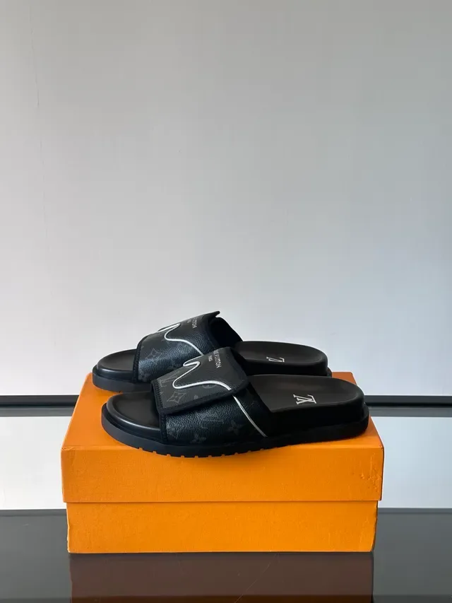 Louis Vuitton Run Away Black Monogram Canvas Slippers 4