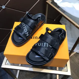 Louis Vuitton Run Away Black Monogram Nylon Strap Casual Sandals
