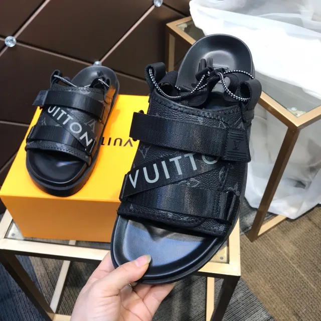 Louis Vuitton Run Away Black Monogram Nylon Strap Casual Sandals 4