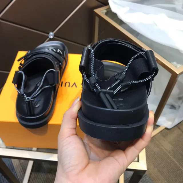 Louis Vuitton Run Away Black Monogram Nylon Strap Casual Sandals 5