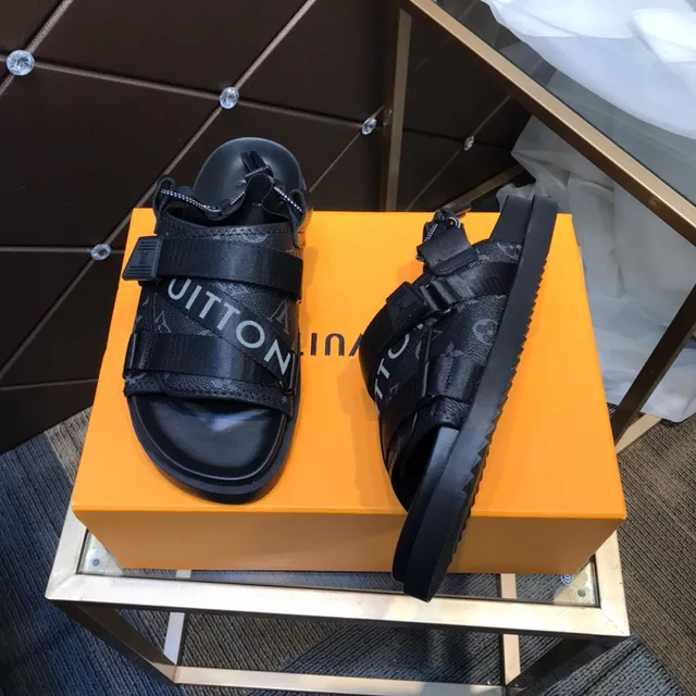 Louis Vuitton Run Away Black Monogram Nylon Strap Casual Sandals 8