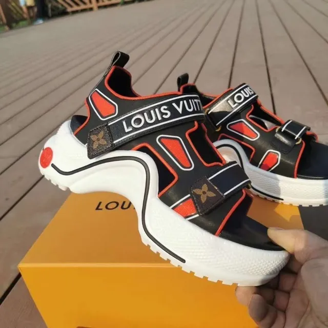 Louis Vuitton Run Away Black Red White Gladiator Sandals 2