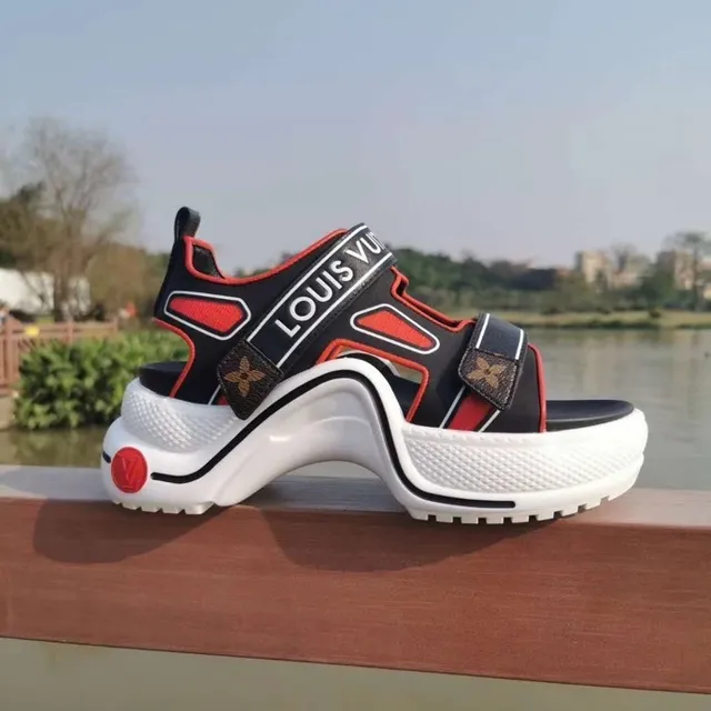 Louis Vuitton Run Away Black Red White Gladiator Sandals 5