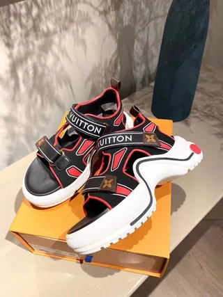 Louis Vuitton Run Away Black Red White Gladiator Sandals 6