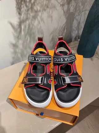 Louis Vuitton Run Away Black Red White Gladiator Sandals 9