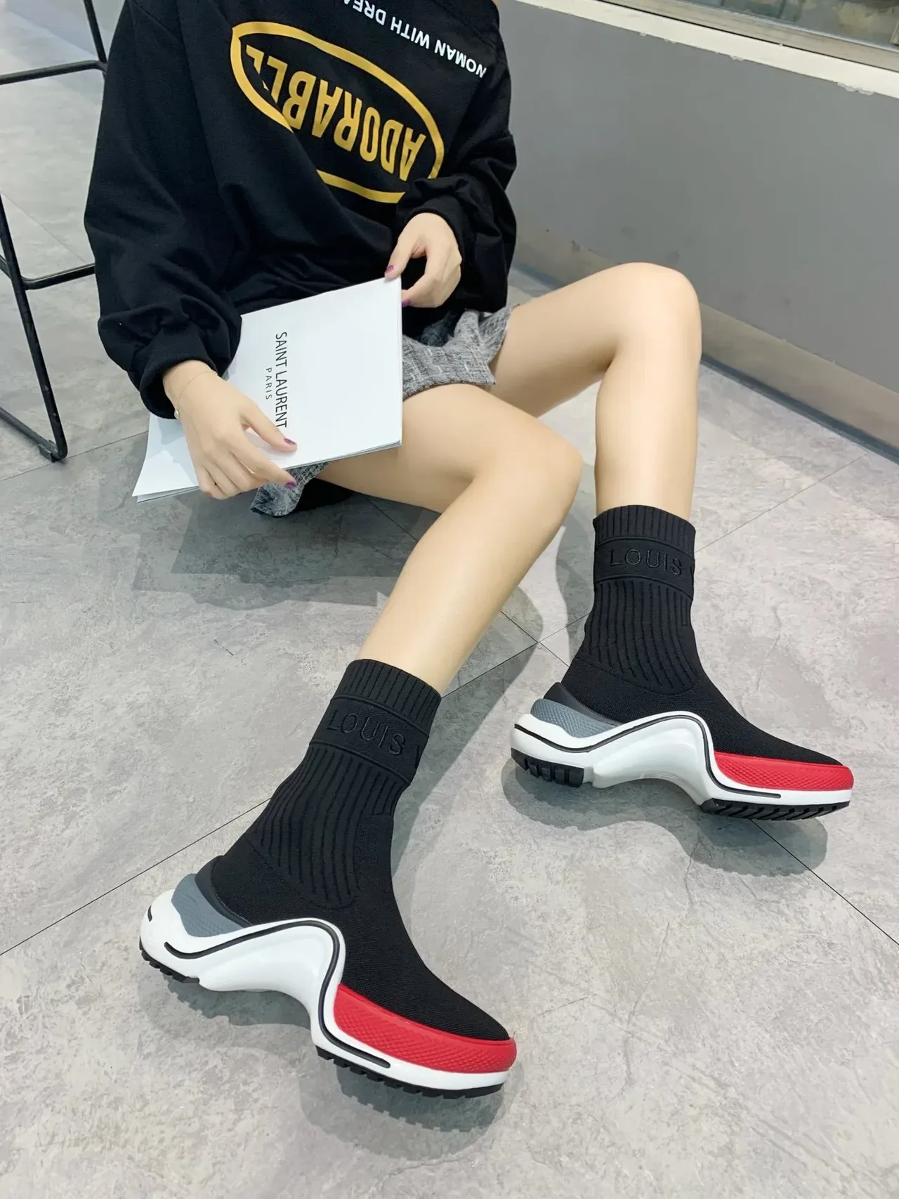 Louis Vuitton Run Away Black White Red Lifestyle Sneakers 3