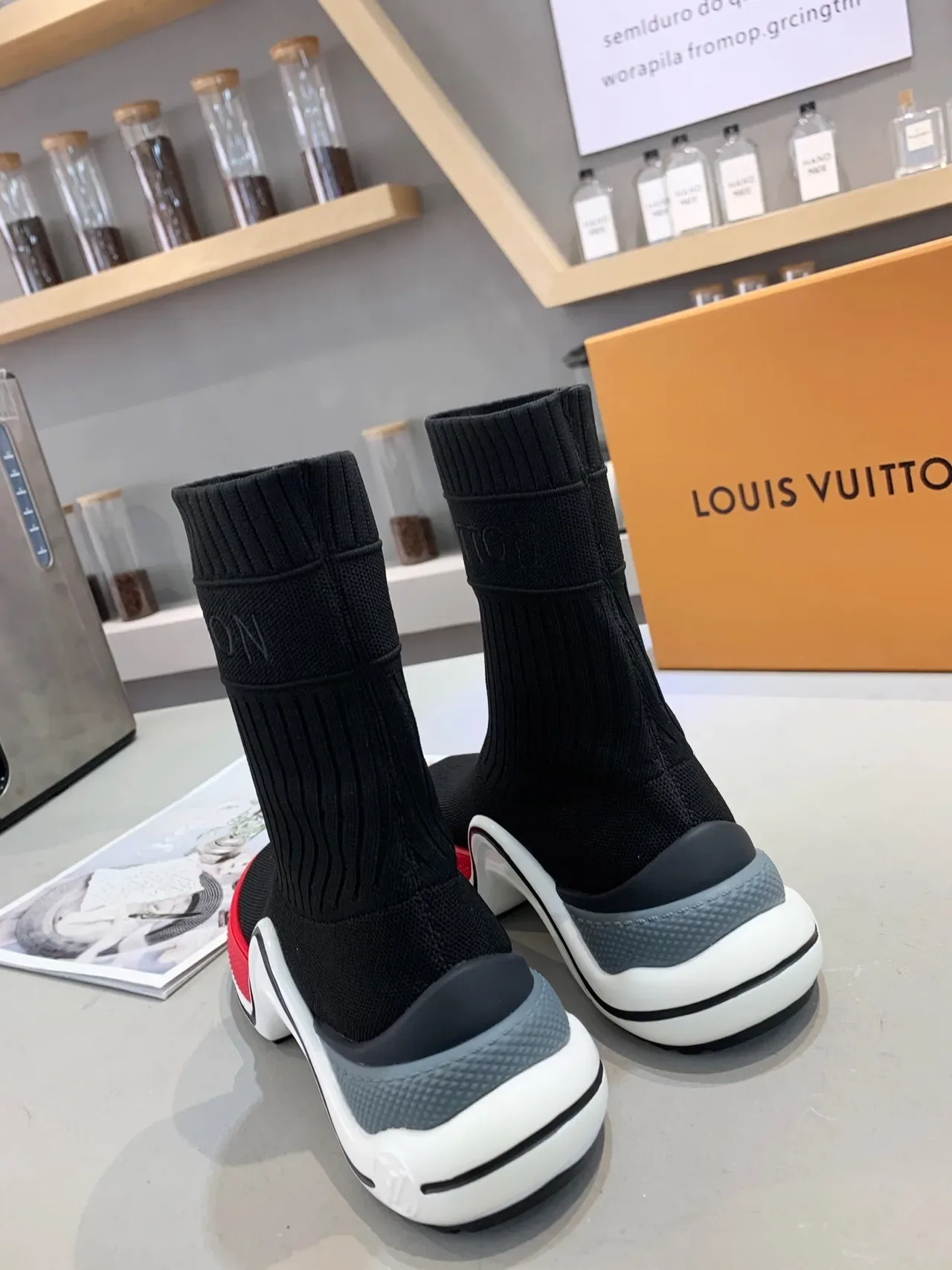 Louis Vuitton Run Away Black White Red Lifestyle Sneakers 5