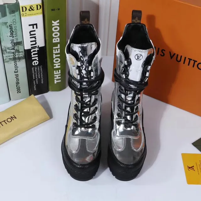 Louis Vuitton Run Away Metallic Silver Ankle Boots 3