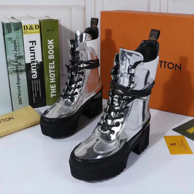 Louis Vuitton Run Away Metallic Silver Ankle Boots 4