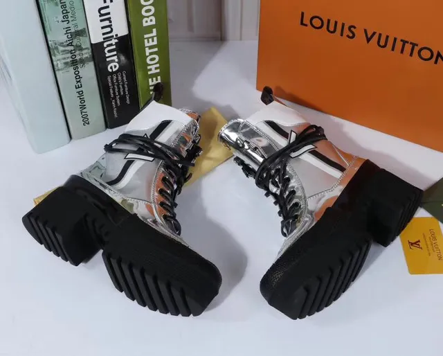 Louis Vuitton Run Away Metallic Silver Ankle Boots 5