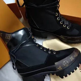 Louis Vuitton Run Away Monogram Canvas and Patent Leather Ankle Boots