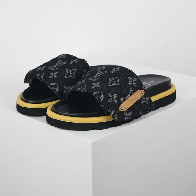 Louis Vuitton Run Away Monogram Canvas Black and Mustard Slippers 2